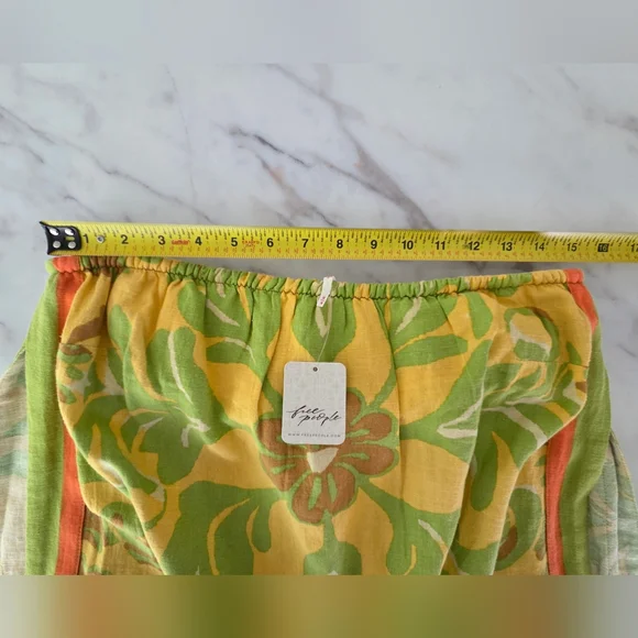 Free People Devella Printed Lemon Combo Tube Top Tropical Blouse - Picture 6 of 6